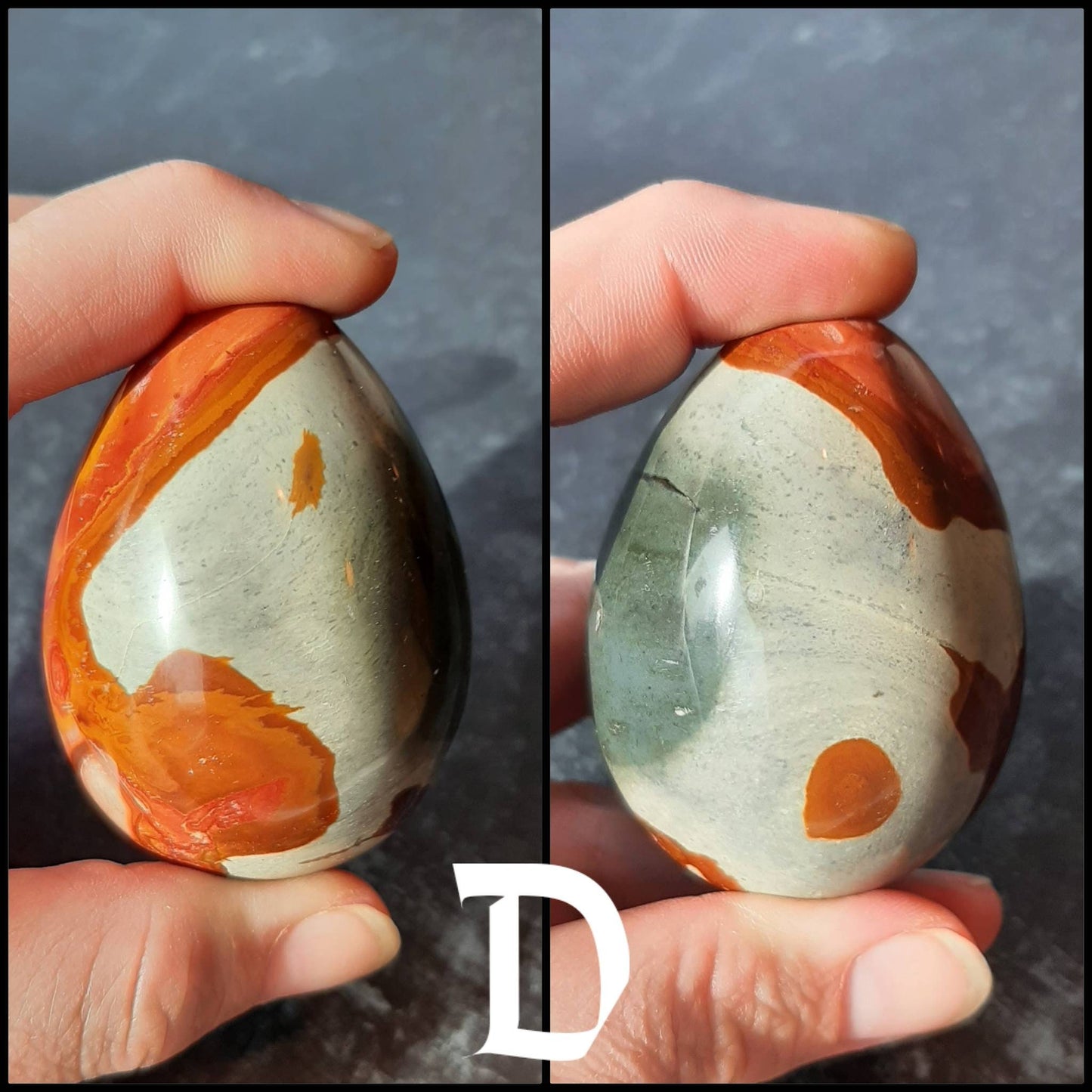 Ocean Jasper Egg Crystal Palm Stone, Ostara natural stone fertility spell crystal, Egg hunt basket filler, Eostre goddess altar decor