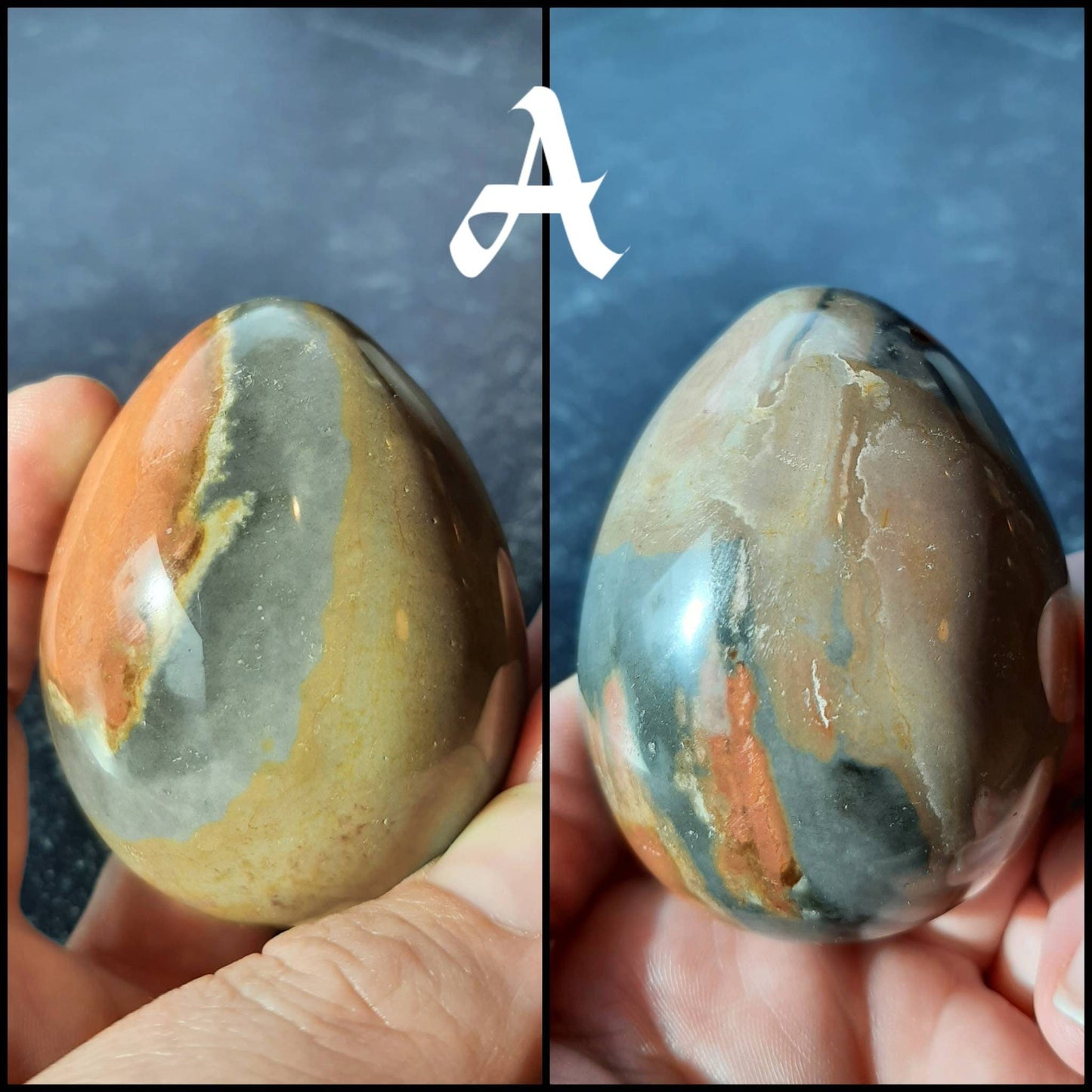 Ocean Jasper Egg Crystal Palm Stone, Ostara natural stone fertility spell crystal, Egg hunt basket filler, Eostre goddess altar decor