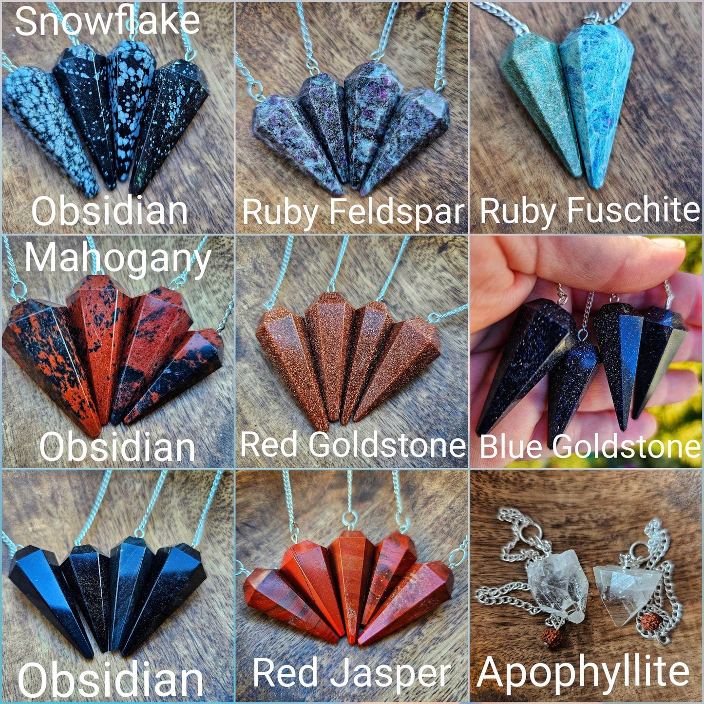 Natural Crystal Pendulums, Faceted Polished Dowsing Pendulum for Divination, Reiki Healing, Chakra Balancing and Spiritual Guidance Tools