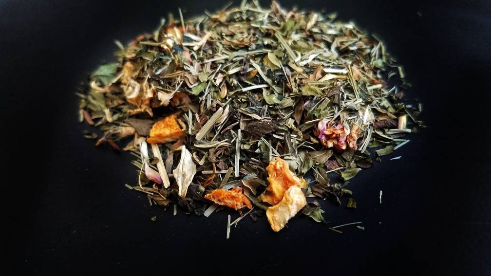 Chill Out Loose Leaf Tea Blend, handcrafted artisan wildcrafted organic loose leaf gourmet herbal tea, all natural support