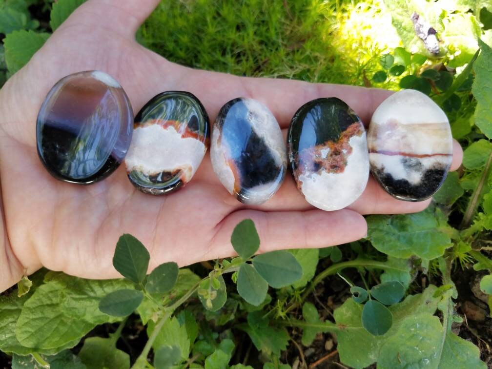 Crystal Worry Thumb Stones, Natural Polished Crystal Gemstone Pocket Stones, Acupressure Reflexology Palm Stones, Crystal Witch Meditation