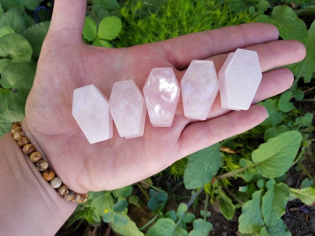 Crystal Coffin Carving Palm Stone Gothcore Decor, goth girl crystals, wire wrapping craft supply, diy witch jewelry supply altar offerings