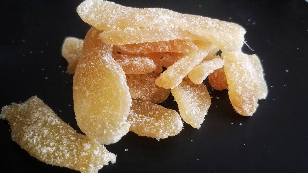 Organic Candied Ginger, Crystallized Candied Ginger Root Large Pieces, Glace Ginger for Tea, Holiday Candy, Holiday Gifting,Morning Sickness