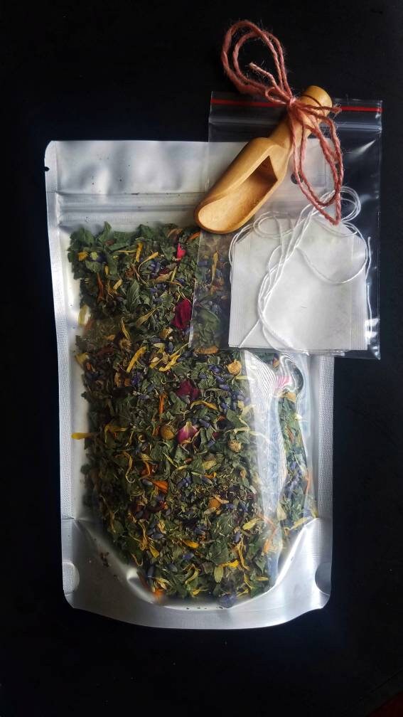 Mercury Retrograde Loose Leaf Tea Blend, Mercury RX Intention all natural handcrafted artisan wildcrafted organic gourmet herbal loose leaf