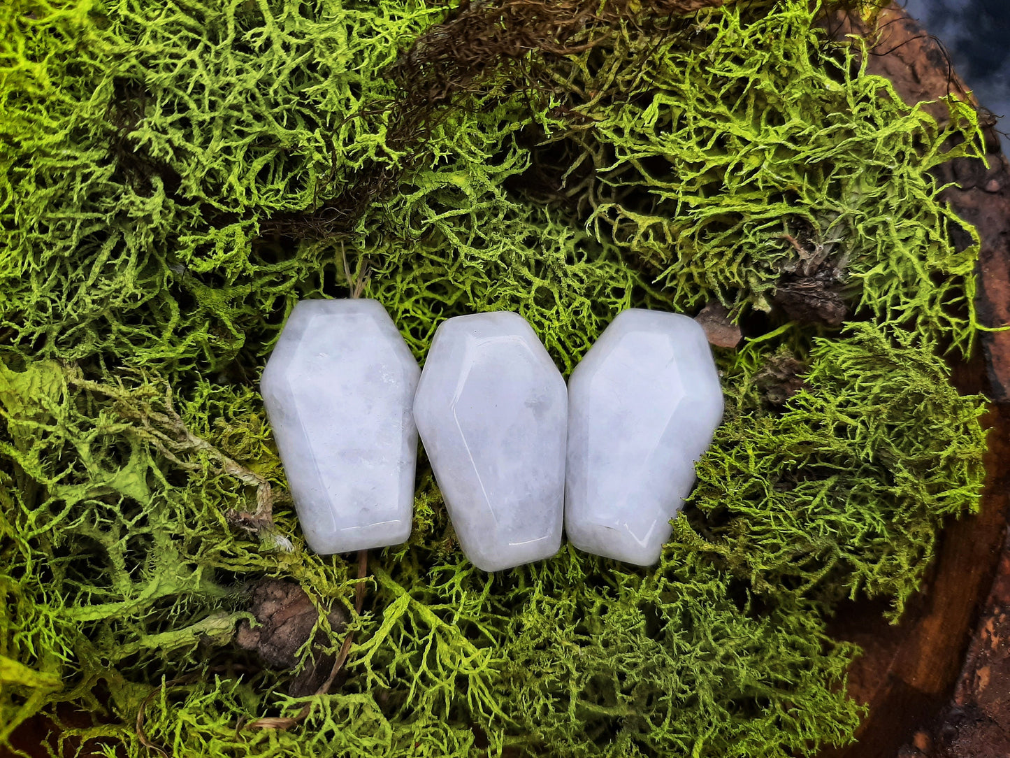 Carved Coffin Crystals Palm Stone Gothcore Decor, goth girl crystals, wire wrapping craft supply, diy witch jewelry supply altar offerings