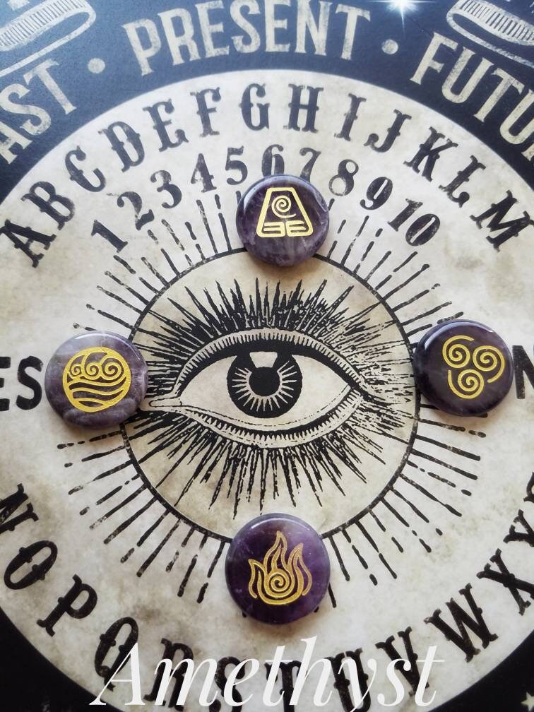 Crystal Four Elements Pagan Altar Set, Engraved natural stone crystals, wire wrap crafts crystals, diy witch alter jewelry supply