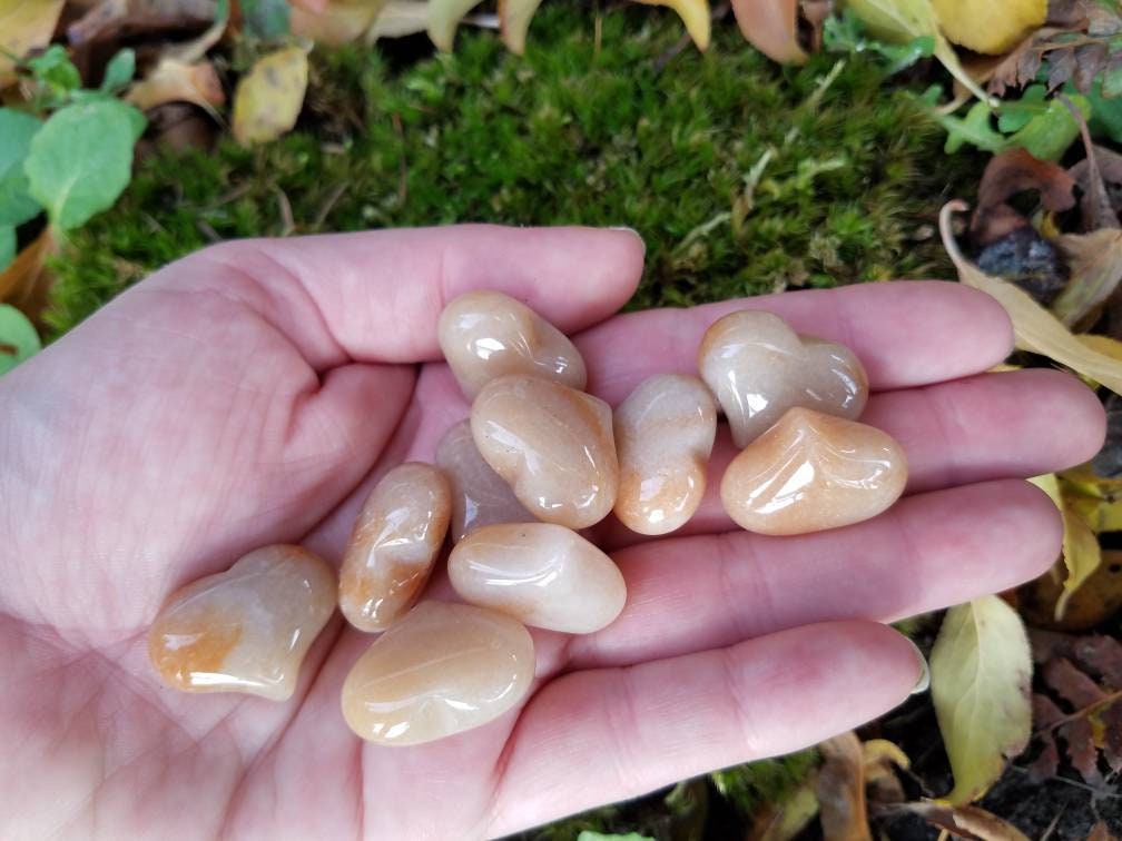Crystal Heart Carving pocket stone, genuine stone meditation crystal, wire wrapping craft supplies, diy witch jewelry supply