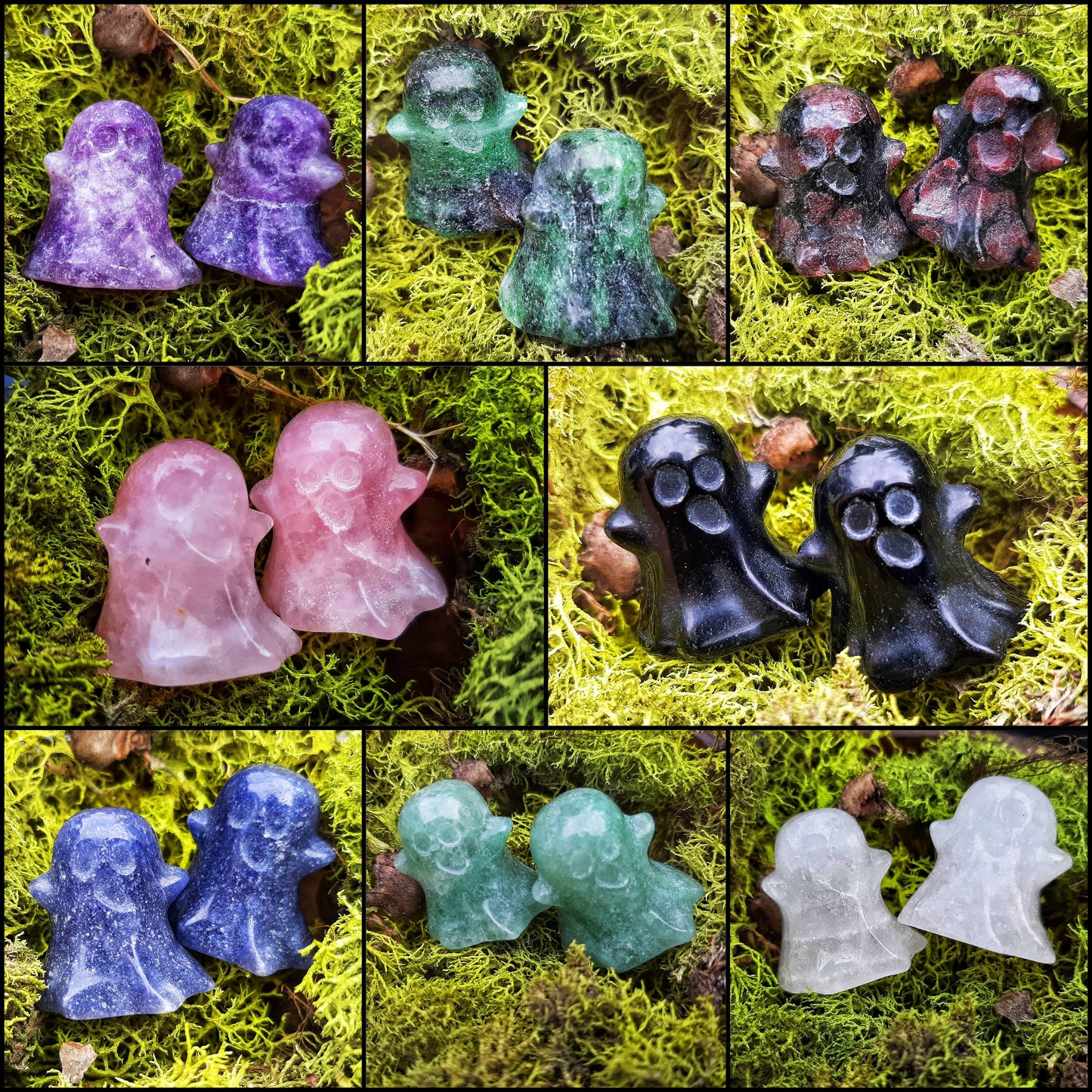 Crystal Ghost Carvings Spooky Halloween Aesthetic Decor, gothcore crystals, wire wrap crafts, handmade witch jewelry supply