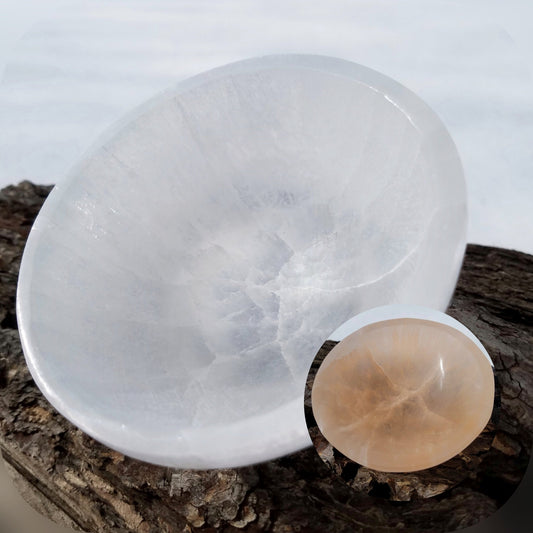 Selenite Offering Bowl, Carved Genuine Crystal Altar Tools, Natural Hand Carved Gemstone Satin Spar Bowl, Jewelry Trinket Dish