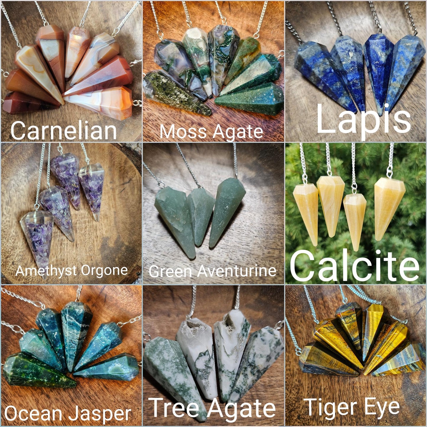 Natural Crystal Pendulums, Faceted Polished Dowsing Pendulum for Divination, Reiki Healing, Chakra Balancing and Spiritual Guidance Tools