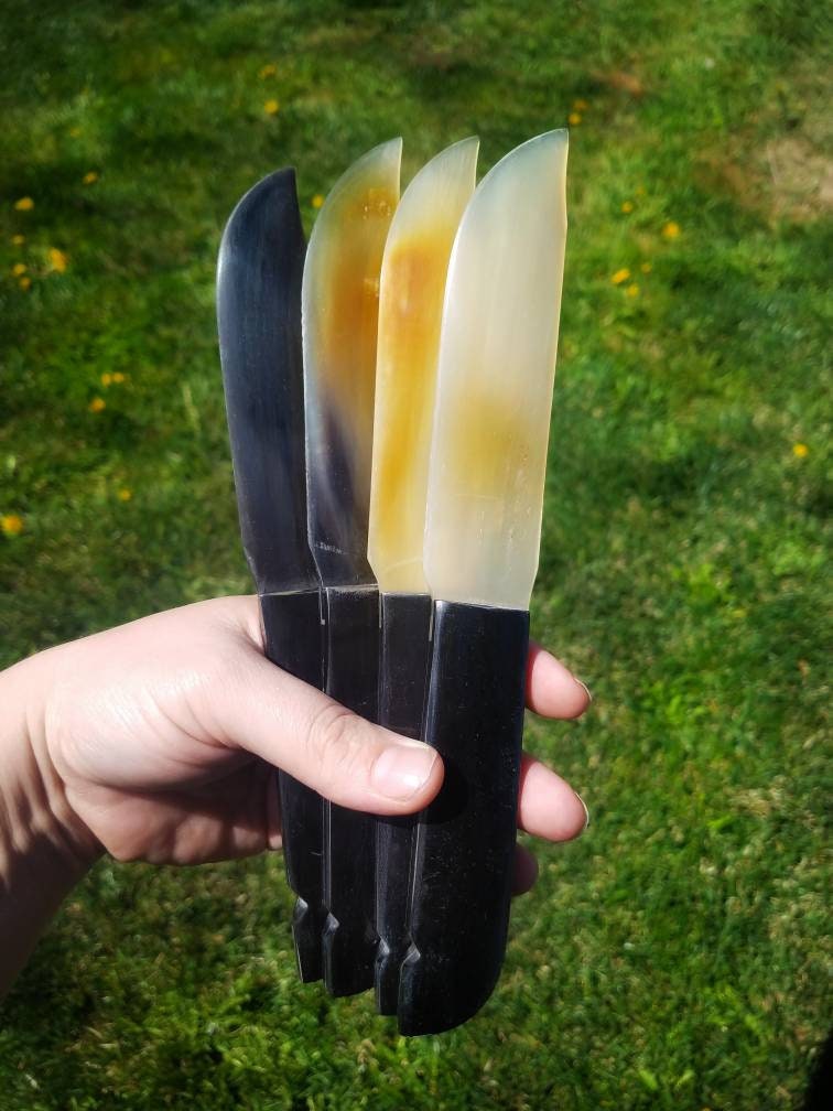 9in Horn Athame - Natural Buffalo Horn Ritual Knife for Wicca, Pagan, Witchcraft, Altar Dagger for Cord Cutting Spells & Ceremonies