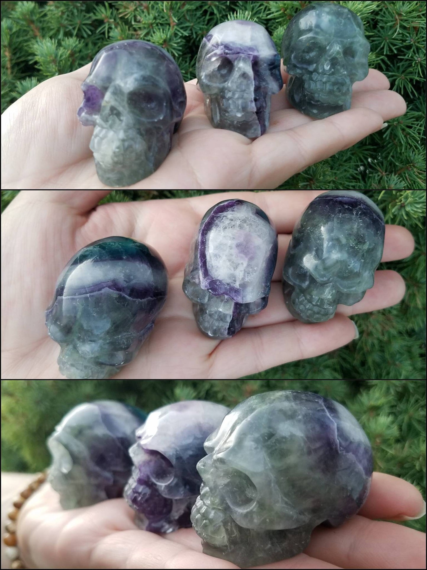 Crystal Skull Carving palm stone, Gothcore Aesthetic Altar Decor, Goth girl crystals, wire wrapping crafts, diy witch jewelry supply