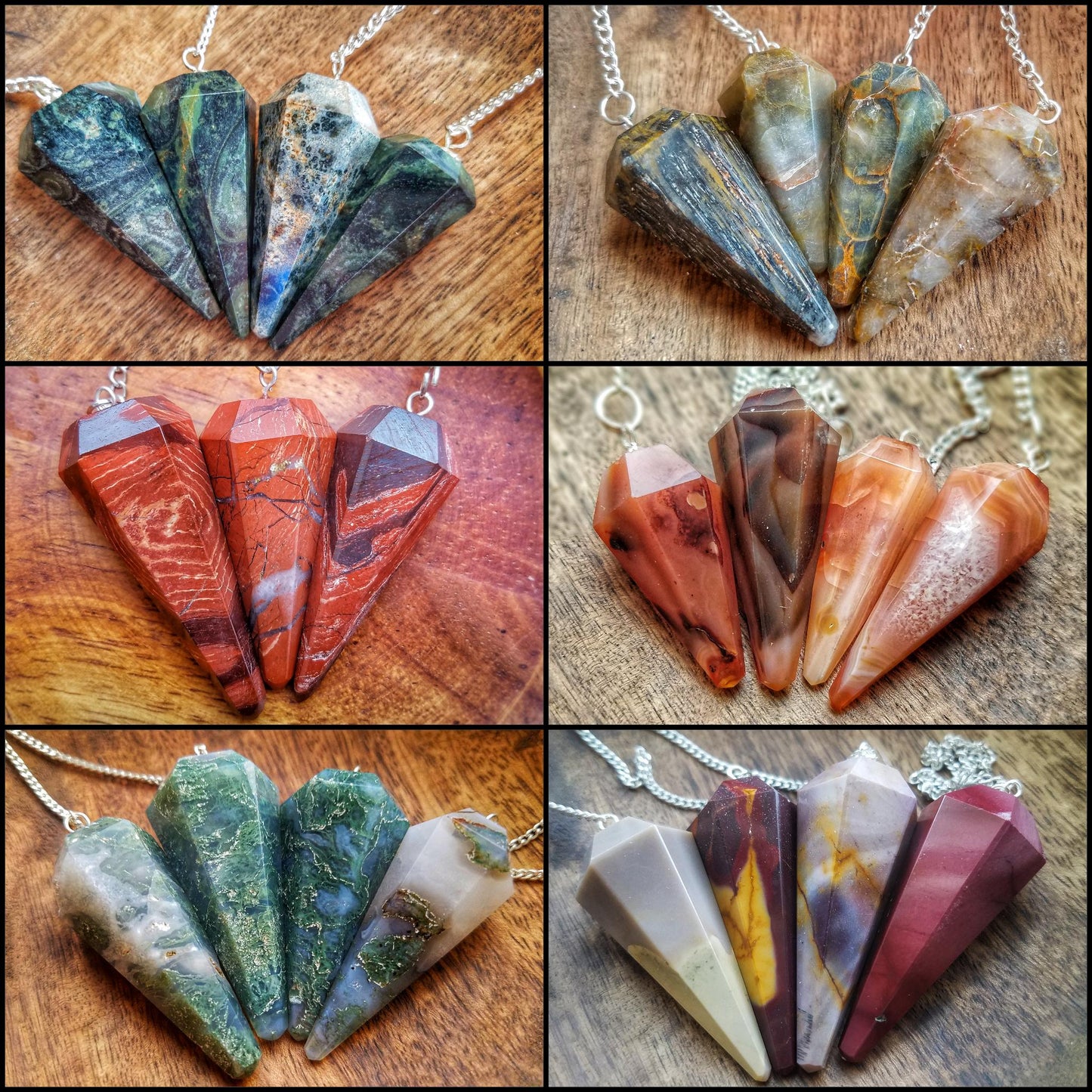 Natural Crystal Pendulums, Faceted Polished Dowsing Pendulum for Divination, Reiki Healing, Chakra Balancing and Spiritual Guidance Tools