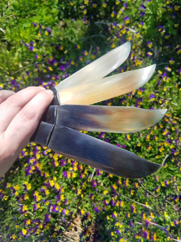 9in Horn Athame - Natural Buffalo Horn Ritual Knife for Wicca, Pagan, Witchcraft, Altar Dagger for Cord Cutting Spells & Ceremonies