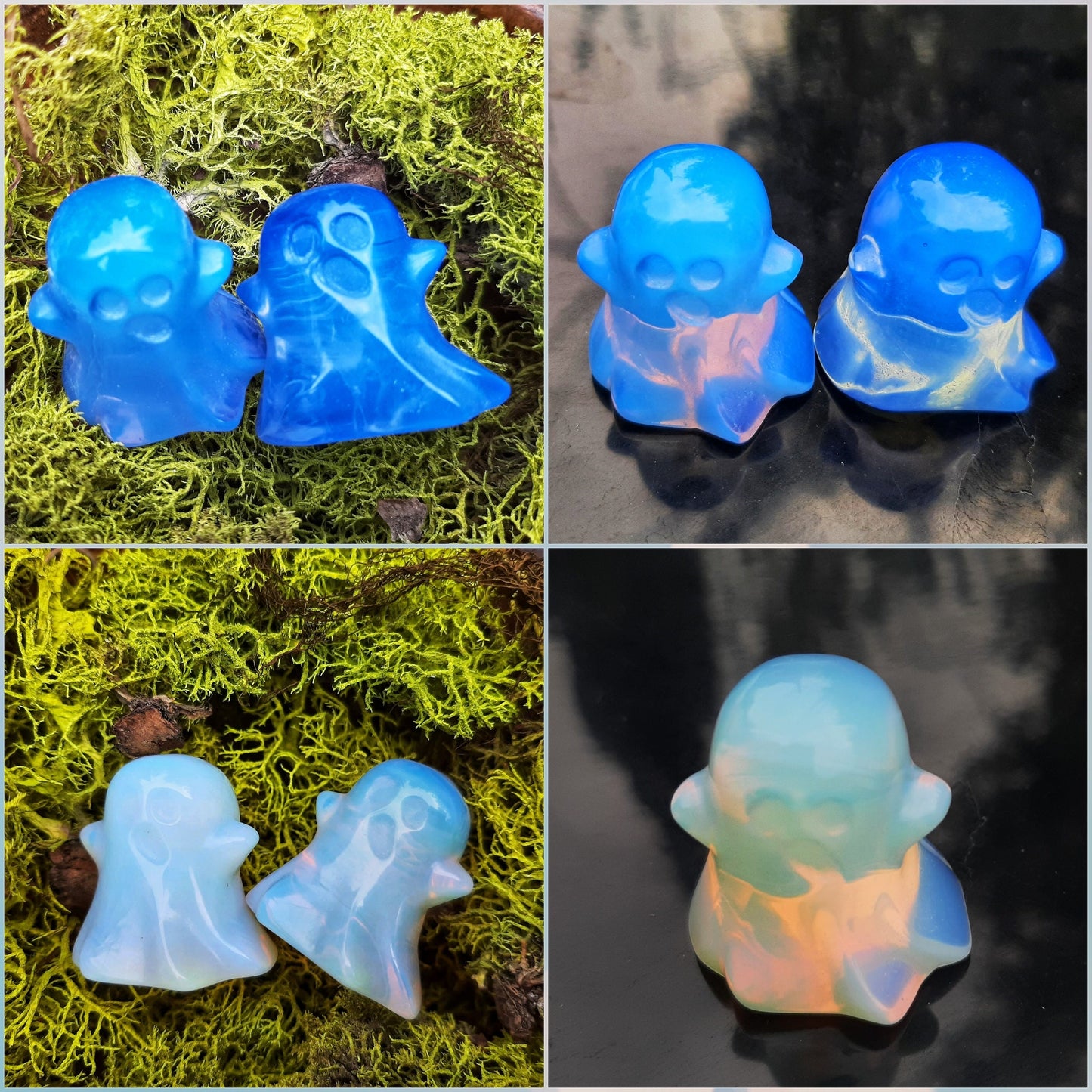 Crystal Ghost Carvings Spooky Halloween Aesthetic Decor, gothcore crystals, wire wrap crafts, handmade witch jewelry supply