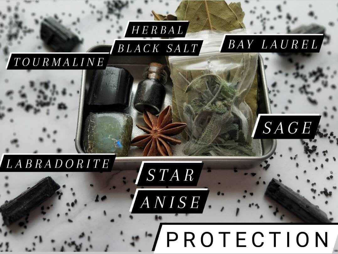 Mini Altar Stash Box Travel Size On The Go, Discreet Broom Closet Spell Kit, Pocket Altar Tin Starter Set, Beginner Wiccan Pagan Gift Set