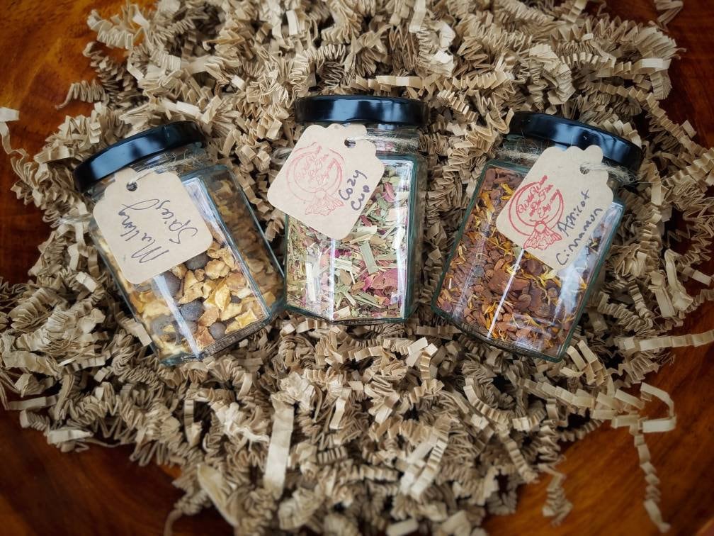 Winter Herbal Tea Blends Loose Leaf Tea Gift Set Trio, all natural handcrafted artisan wildcrafted organic loose leaf gourmet herbal tea