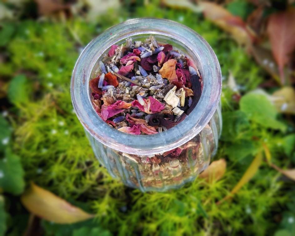 Shadow Work Tea Blend, Hekate Dark Moon Ritual Loose Leaf Tea, handcrafted artisan wildcrafted organic loose leaf gourmet herbal tea blends