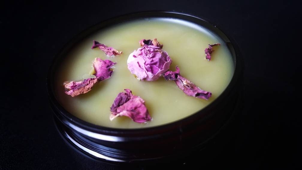 Simply Rose Salve with Rosehip Seed Oil, organic herbal balm ethically created botanically infused handcrafted salve