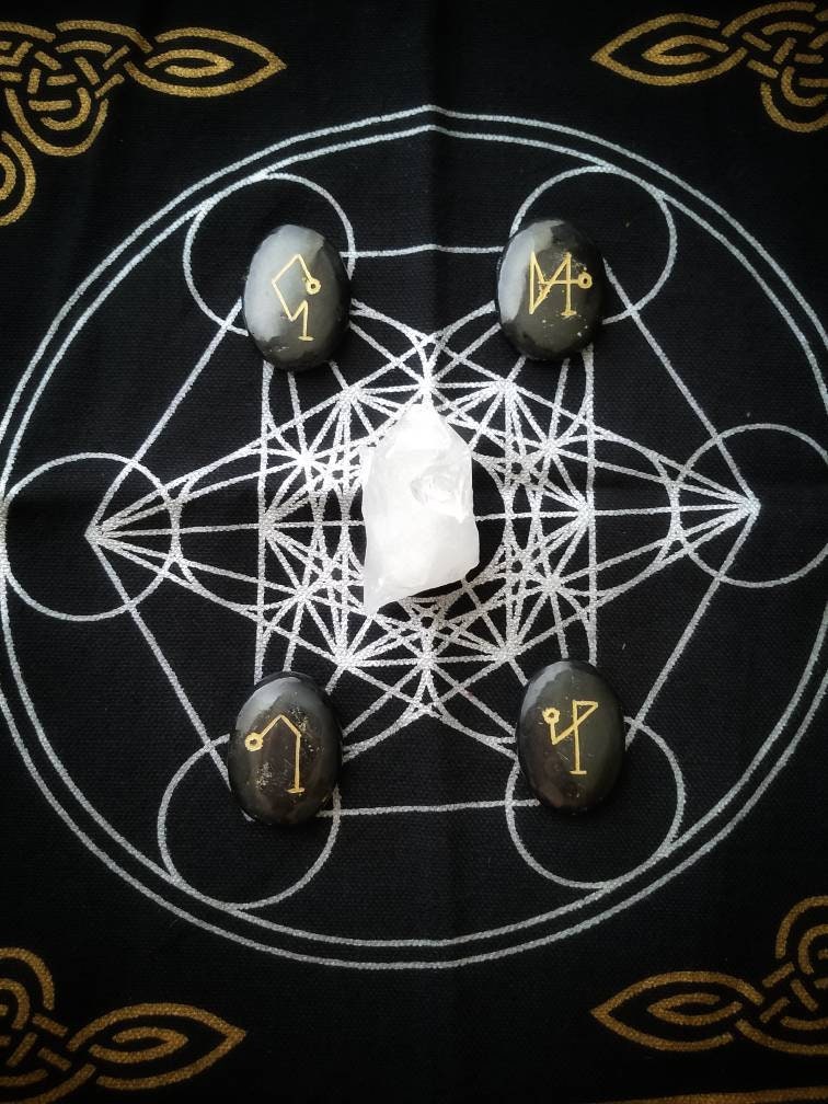 Archangel Sigil Crystal Stone Sets, Engraved Meditation Spiritual Crystals, Metatron Grid Arch Angels Michael Uriel Gabriel Raphael