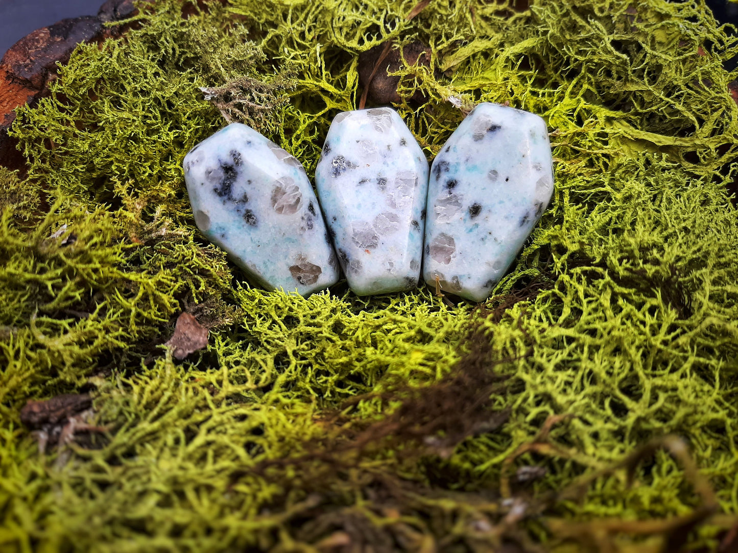 Carved Coffin Crystals Palm Stone Gothcore Decor, goth girl crystals, wire wrapping craft supply, diy witch jewelry supply altar offerings
