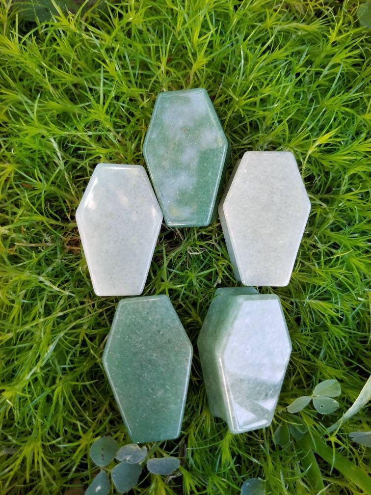 Crystal Coffin Carving Palm Stone Gothcore Decor, goth girl crystals, wire wrapping craft supply, diy witch jewelry supply altar offerings