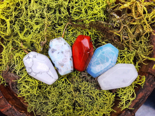 Carved Coffin Crystals Palm Stone Gothcore Decor, goth girl crystals, wire wrapping craft supply, diy witch jewelry supply altar offerings