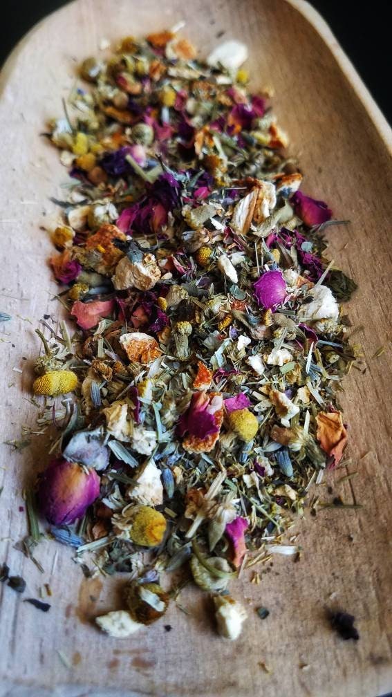 After Dark Dream Work and Sleep Loose Leaf Tea Blend, all natural handcrafted artisan wildcrafted organic loose leaf herbal tea