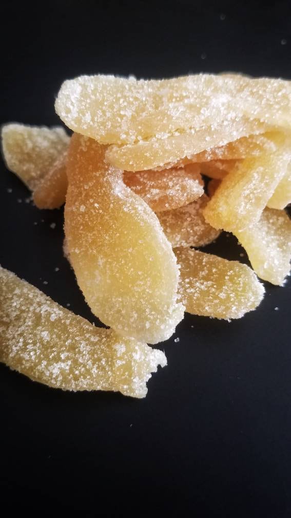 Organic Candied Ginger, Crystallized Candied Ginger Root Large Pieces, Glace Ginger for Tea, Holiday Candy, Holiday Gifting,Morning Sickness