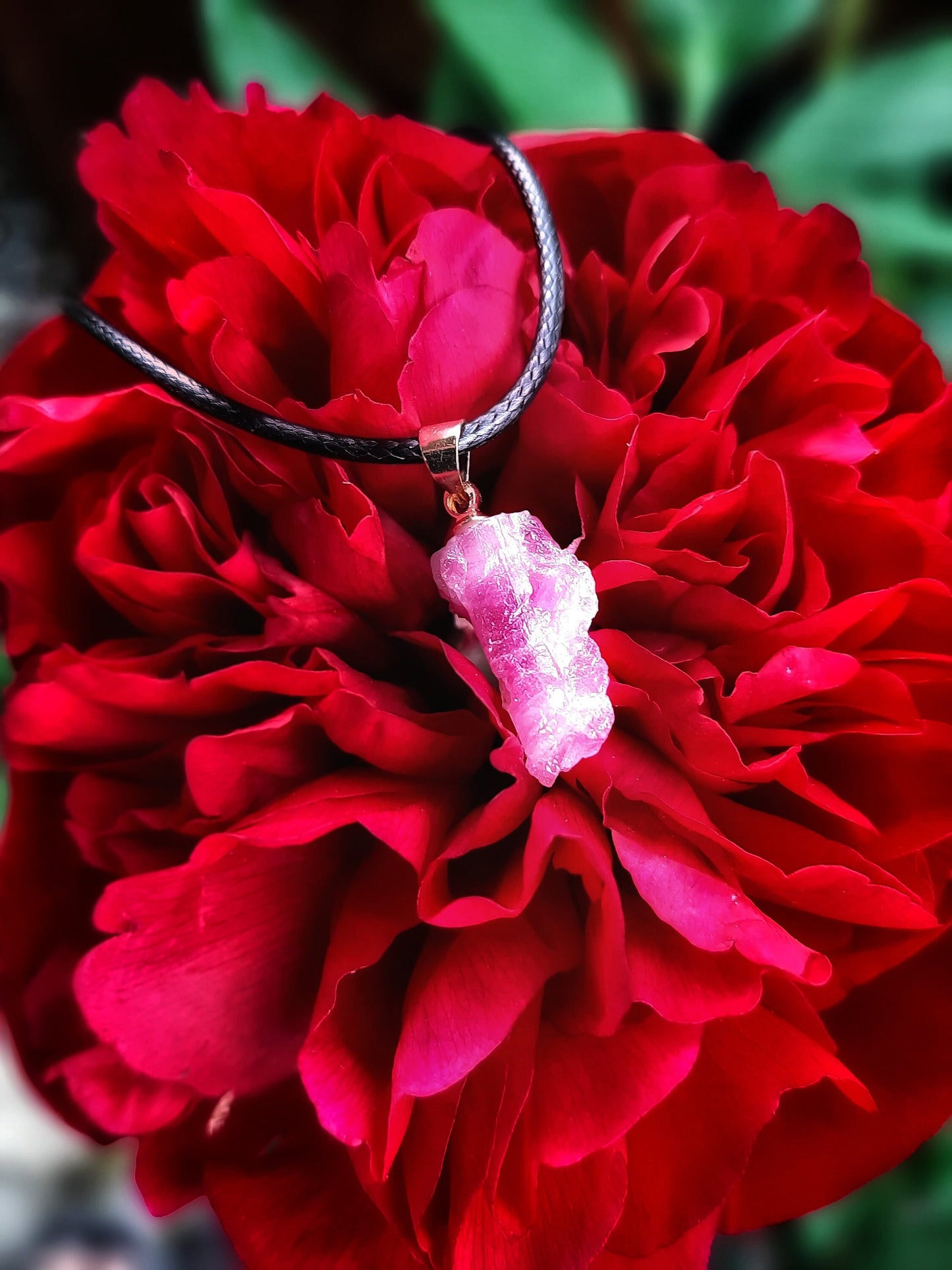 Grade AAA Kunzite Pendant Jewelry Natural Raw Rubellite Tourmaline Crystal Necklace Pink Gemstone Healing Crystals,  Passion Love Spells