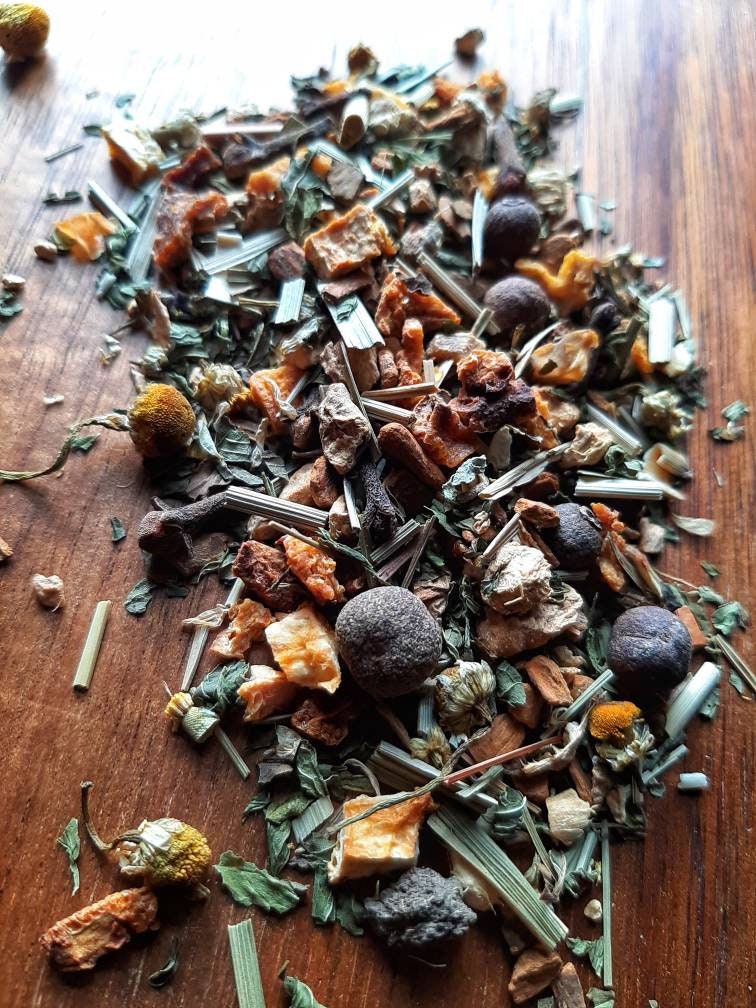 Thinning The Veil Loose Leaf Tea Blend, Samhain Spirit Work Halloween all natural handcrafted artisan wildcrafted organic loose herbal tea