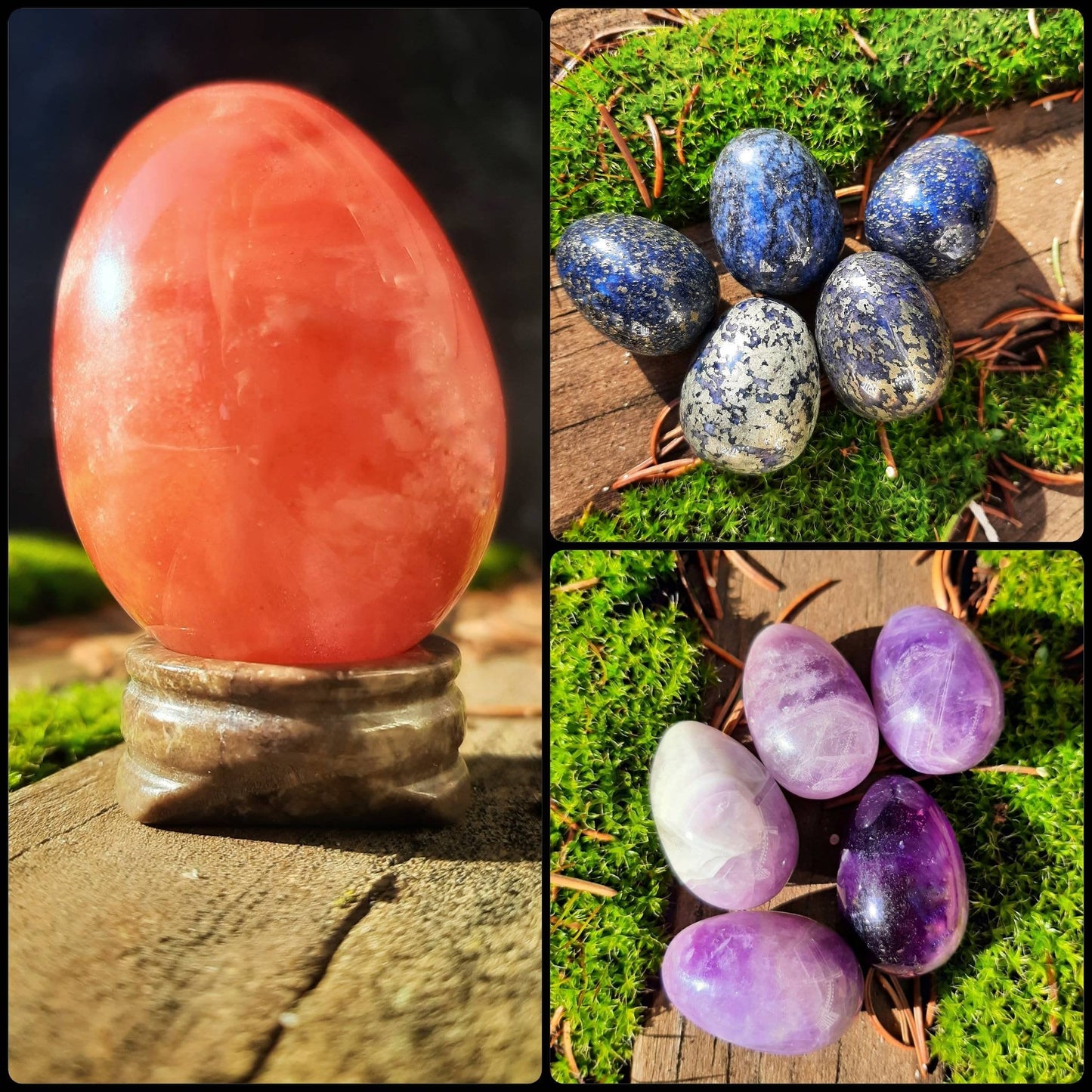 Crystal Easter Egg Palm Stone with Stand, Ostara natural stone fertility spell crystals, Egg hunt basket fillers, Eostre goddess altar decor