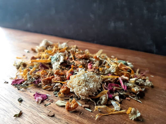Manifestation Loose Leaf Tea Blend, mood boosting all natural artisan handcrafted wildcraft organic loose leaf herbal tisane