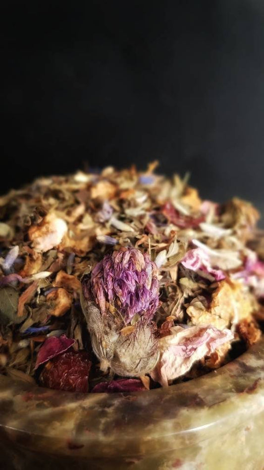 Fairy Invocation Loose Leaf Tea Blend, handcrafted artisan wildcrafted organic gourmet herbal tea, all natural tea bag, fair folk, fae work