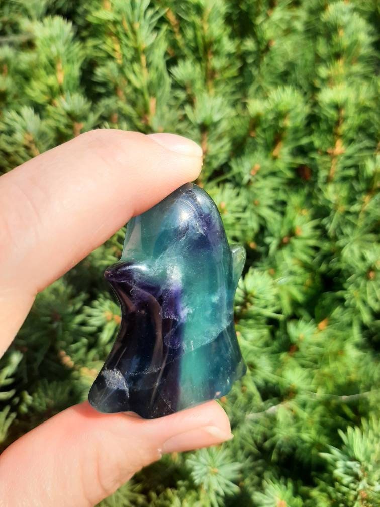 Grade AA Rainbow Fluorite Crystal Ghost Spooky Halloween Aesthetic Decor, gothcore crystals, wire wrap crafts, handmade witch jewelry supply