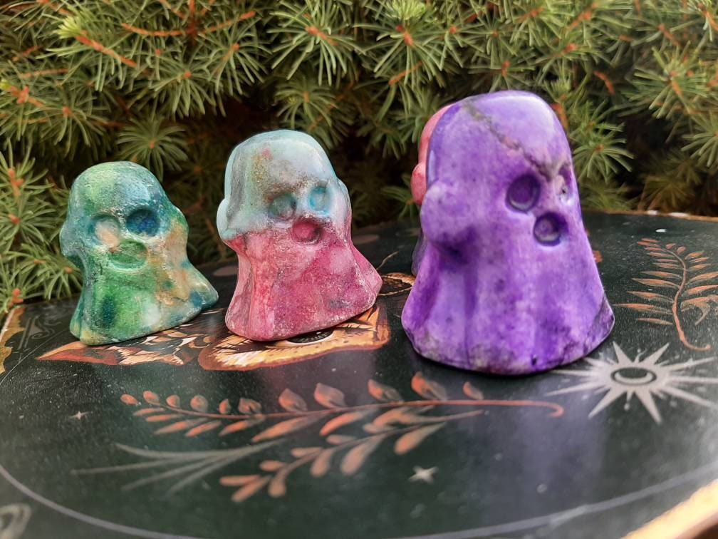 Ghost Picasso Jasper Crystal Spooky Halloween Aesthetic Decor, gothcore crystals, wire wrap crafts, handmade witch jewelry supply
