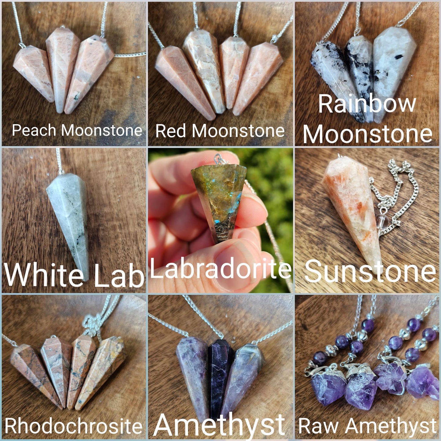 Natural Crystal Pendulums, Faceted Polished Dowsing Pendulum for Divination, Reiki Healing, Chakra Balancing and Spiritual Guidance Tools