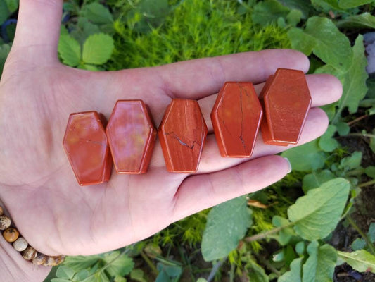 Crystal Coffin Carving Palm Stone Gothcore Decor, goth girl crystals, wire wrapping craft supply, diy witch jewelry supply altar offerings