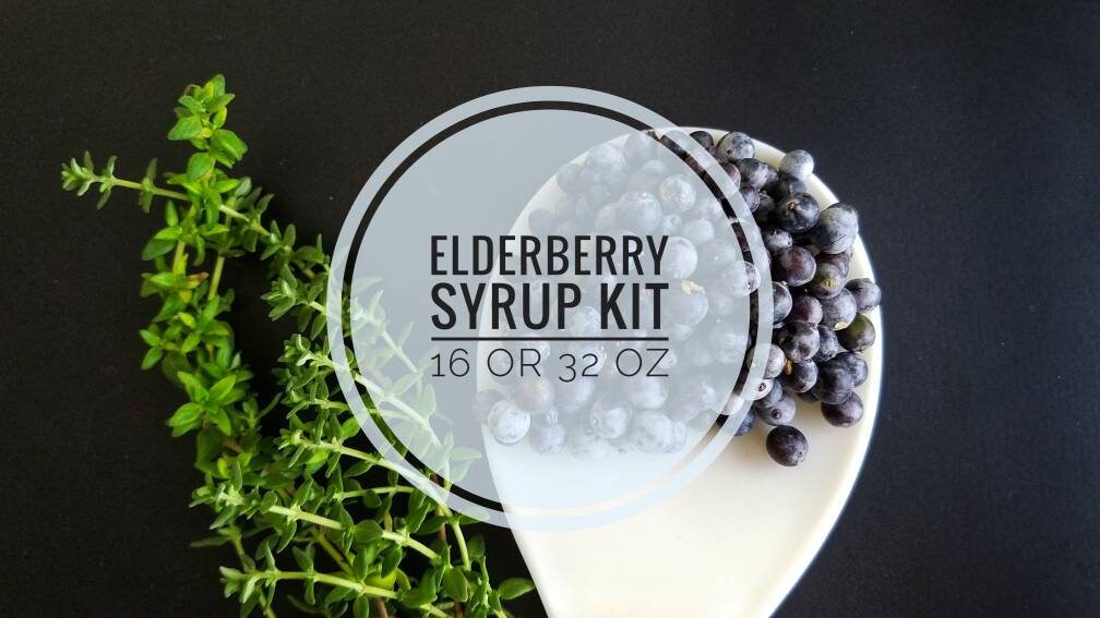Organic DIY Elderberry Syrup Kit, organic black elderberries, recipe card
