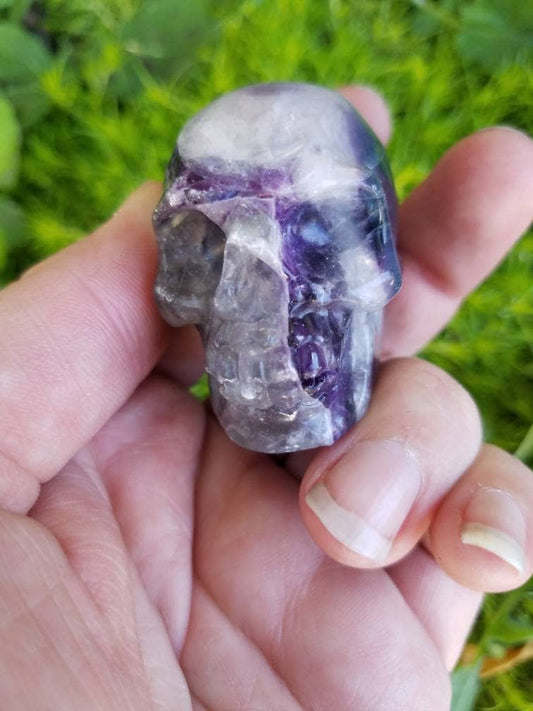 Crystal Skull Carving palm stone, Gothcore Aesthetic Altar Decor, Goth girl crystals, wire wrapping crafts, diy witch jewelry supply