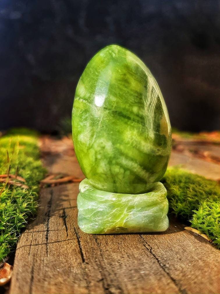 Crystal Easter Egg Palm Stone with Stand, Ostara natural stone fertility spell crystals, Egg hunt basket fillers, Eostre goddess altar decor