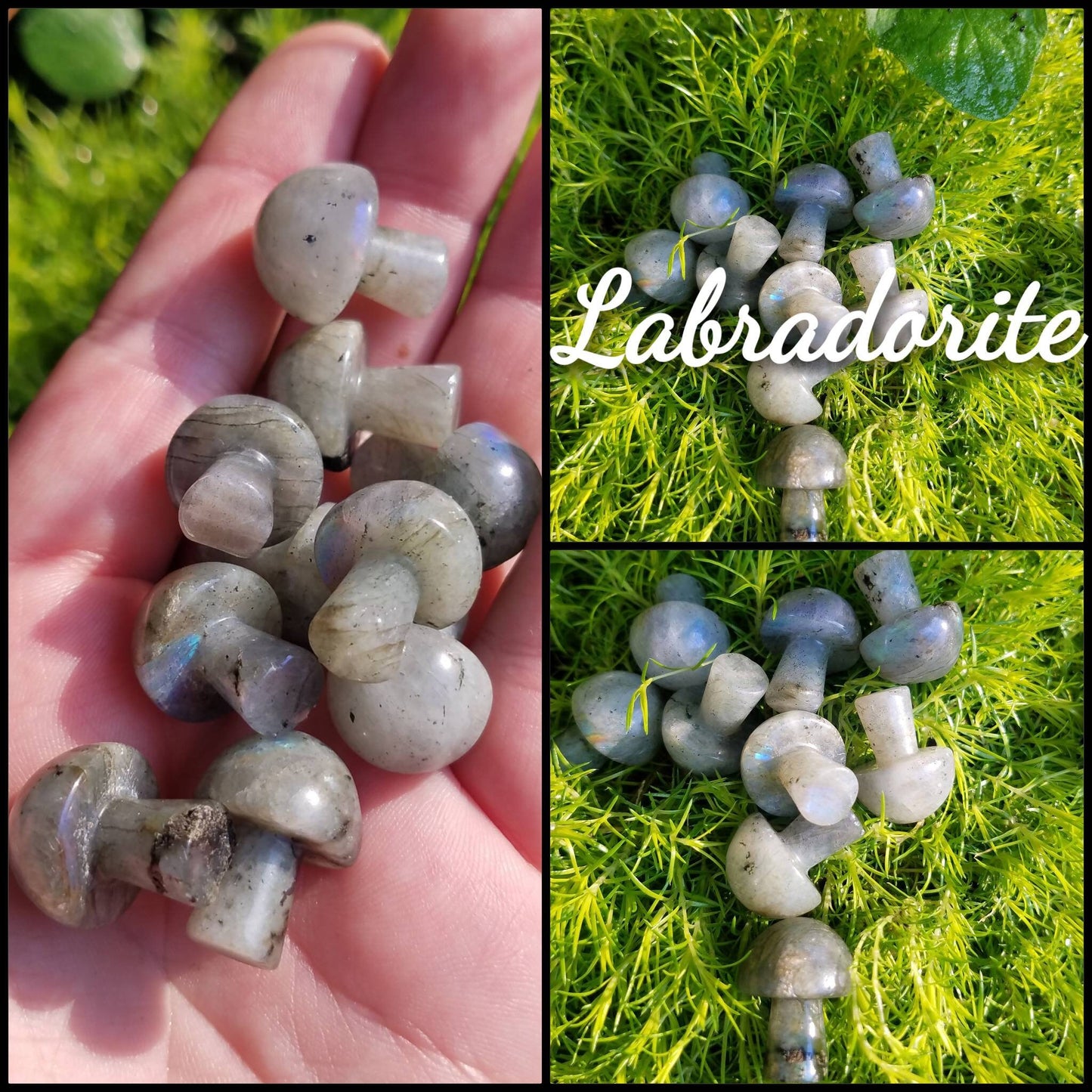 Crystal Mushroom Carvings Meditation Pocket Stone, natural stone shroom crystals, wire wrapping craft, handmade witch jewelry supply