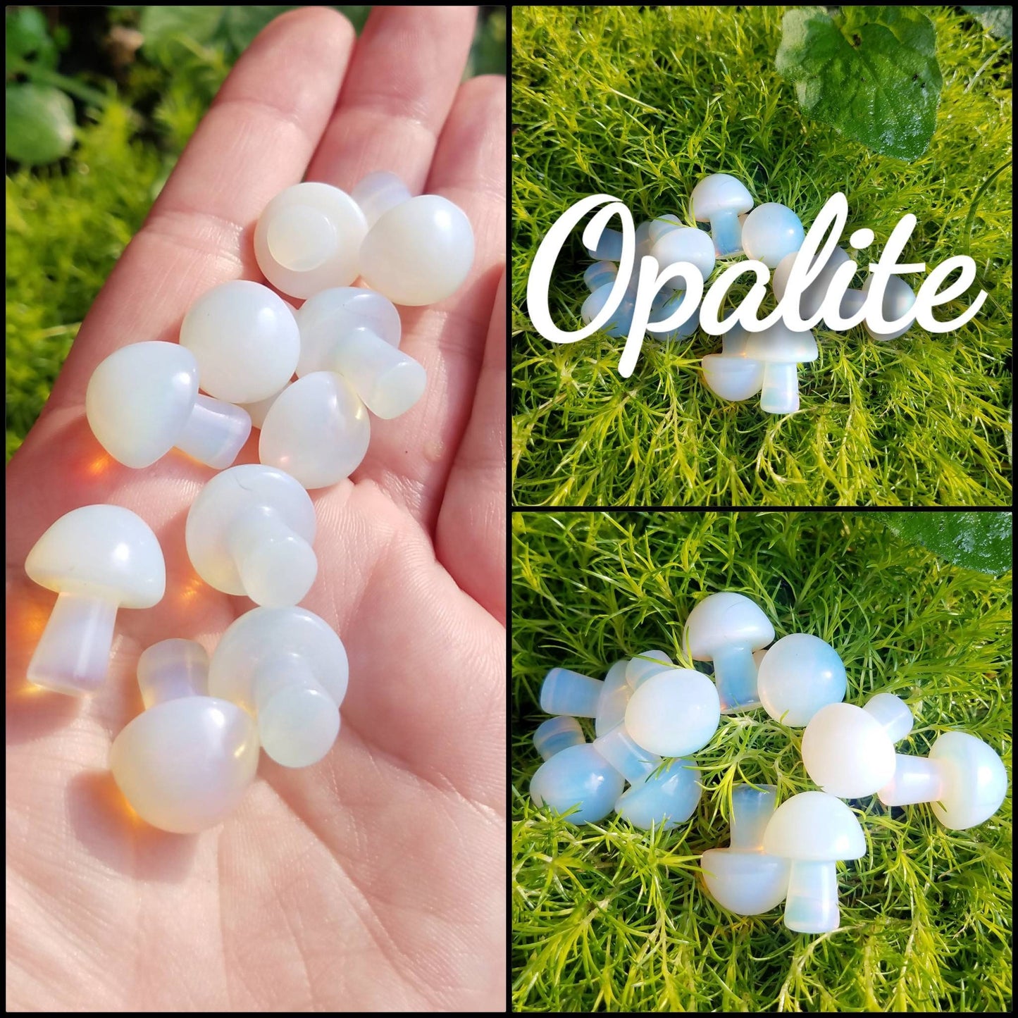 Crystal Mushroom Carvings Meditation Pocket Stone, natural stone shroom crystals, wire wrapping craft, handmade witch jewelry supply