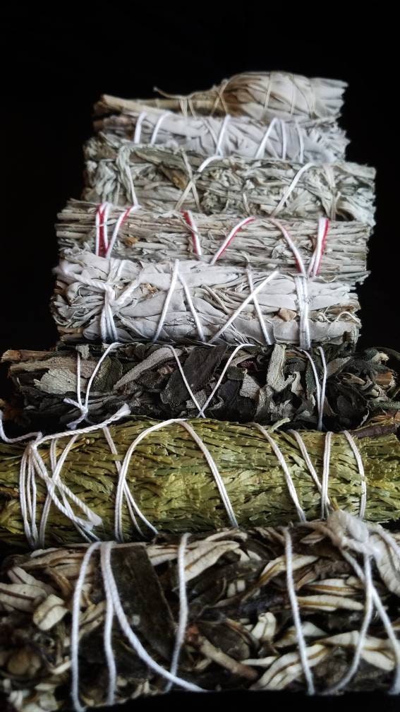 BLACK Sage Mugwort Smudge Wand Smoke Cleansing Ritual House Smudging Cleanse Premium Natural Incense Smudging Dried Sage Herb Altar Tools