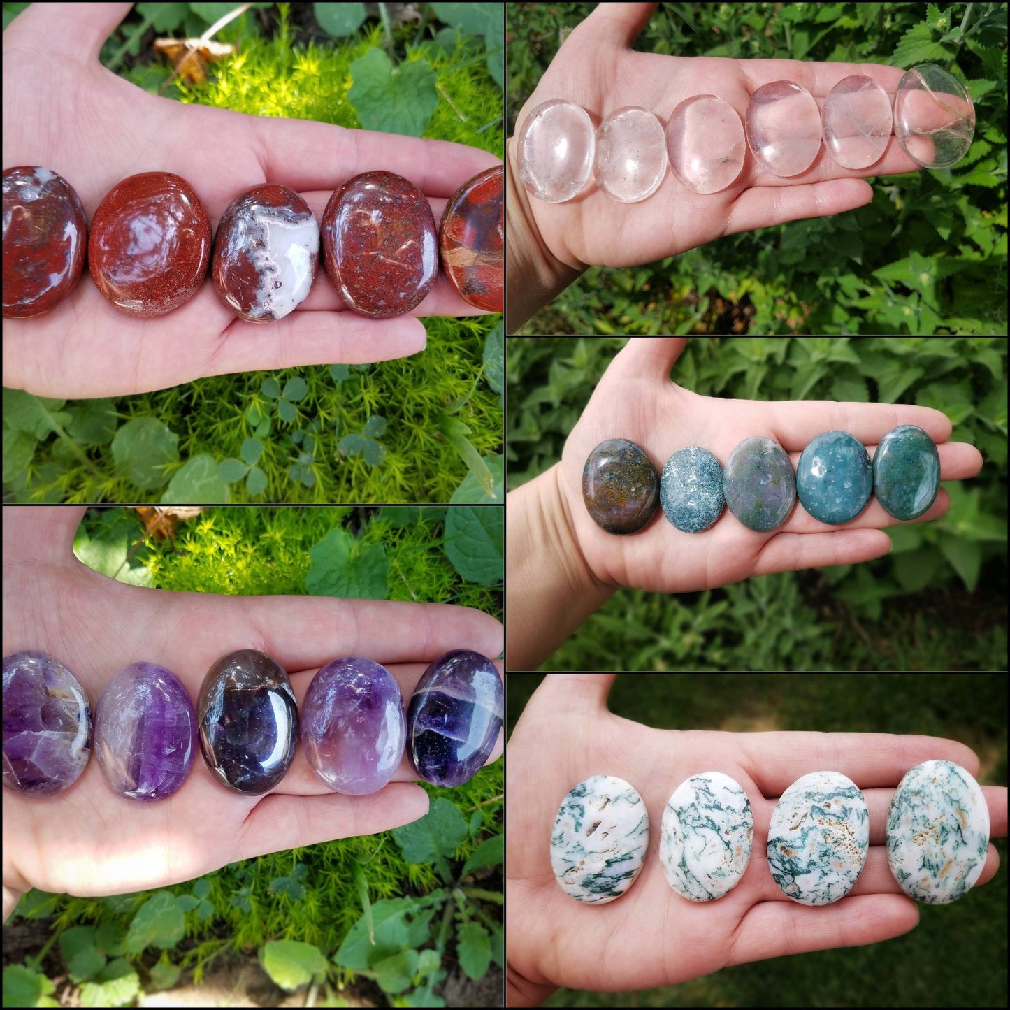 Crystal Worry Thumb Stones, Natural Polished Crystal Gemstone Pocket Stones, Acupressure Reflexology Palm Stones, Crystal Witch Meditation