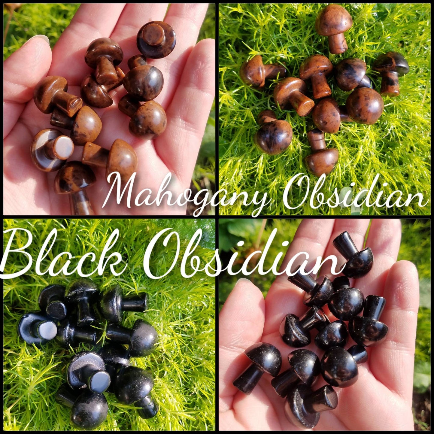 Crystal Mushroom Carvings Meditation Pocket Stone, natural stone shroom crystals, wire wrapping craft, handmade witch jewelry supply