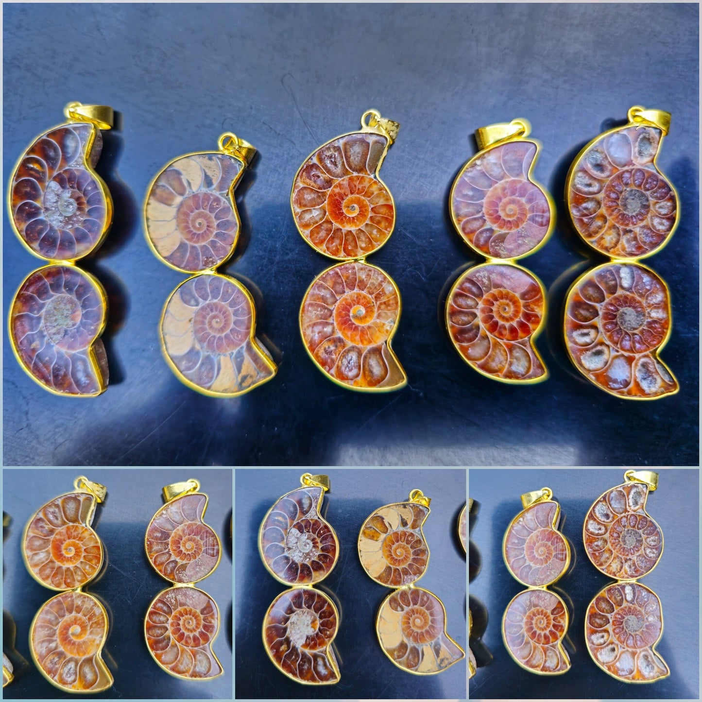 Natural Nautilus Fossil Pendant, Fossilized Ammonite Shell Necklace