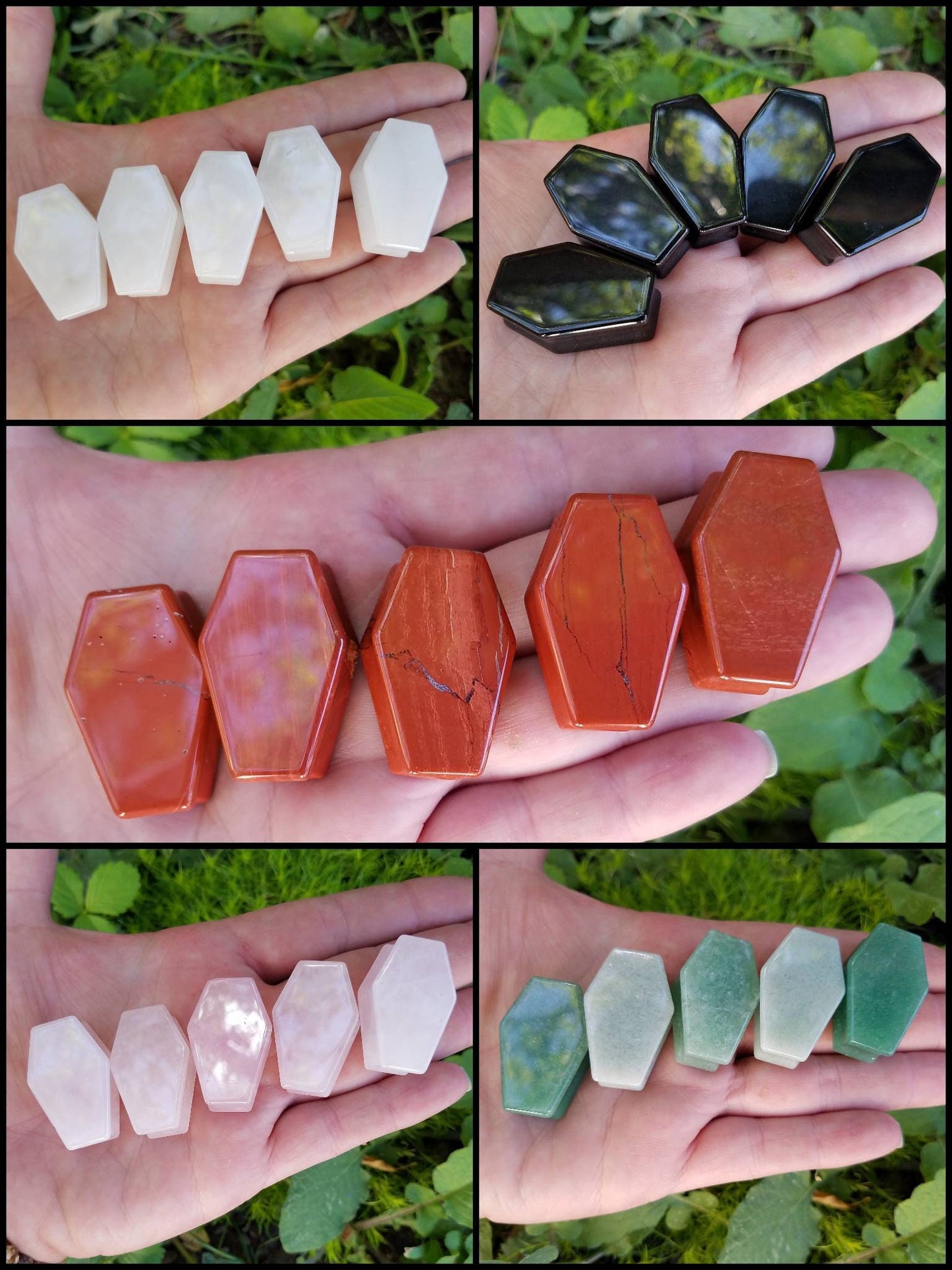 Crystal Coffin Carving Palm Stone Gothcore Decor, goth girl crystals, wire wrapping craft supply, diy witch jewelry supply altar offerings