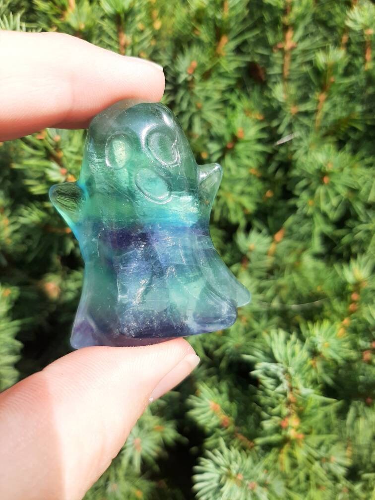 Grade AA Rainbow Fluorite Crystal Ghost Spooky Halloween Aesthetic Decor, gothcore crystals, wire wrap crafts, handmade witch jewelry supply