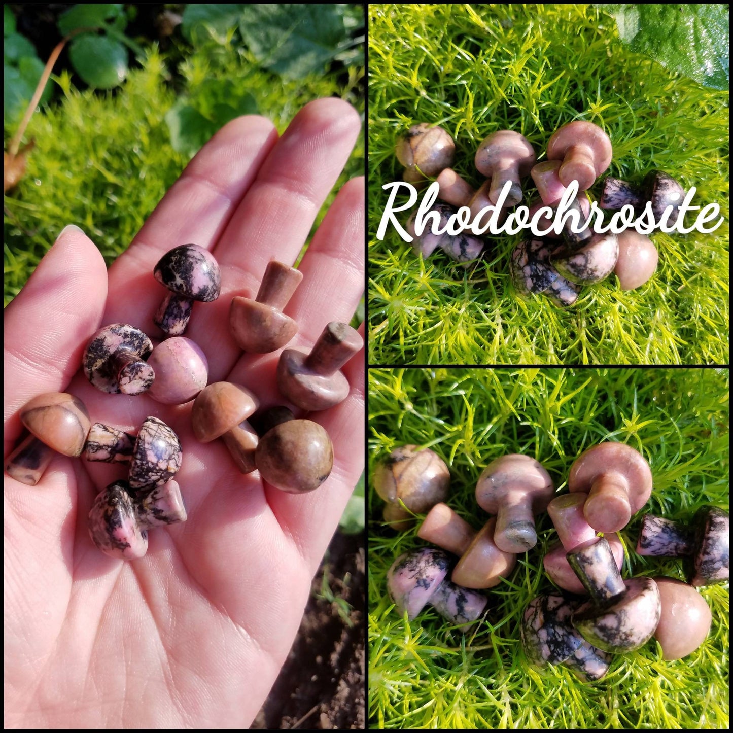 Crystal Mushroom Carvings Meditation Pocket Stone, natural stone shroom crystals, wire wrapping craft, handmade witch jewelry supply